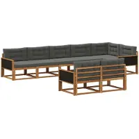 vidaXL Ensemble de canapés d'extérieur avec coussins 8 pièces Nature et Anthracite