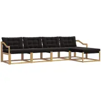 vidaXL Ensemble de canapés d'extérieur avec coussins, 5 pièces, blanc et noir