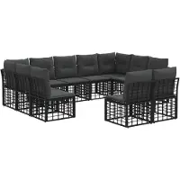 vidaXL Ensemble de canapés d'extérieur , 11 pièces, polyester noir et gris foncé