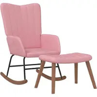 vidaXL Chaise à bascule avec repose-pied Rose Velours
