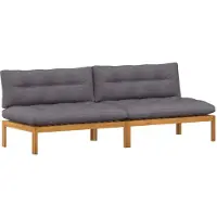 vidaXL Canapé modulaire, ensemble de 2 pièces, en bois d'acacia naturel et gris foncé
