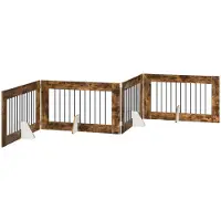 vidaXL : Barrière pliante pour chien avec supports, 4 pièces, bois fumé, 401 cm