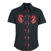 Jawbreaker Chemise manches courtes de - Dragons and Flames - Chemise - S - XXL - pour Homme - noir - Taille M