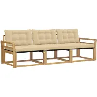 vidaXL Ensemble de canapés d'extérieur avec coussins, 3 pièces, blanc et beige