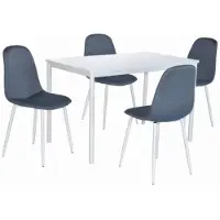 Poldimar Set de table avec chaises Catania | Table à manger et quatre chaises | Blanc-bleu