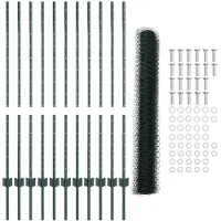 vidaXL Clôture hexagonale avec poteaux, 25 x 1,2 m, acier revêtu de PVC