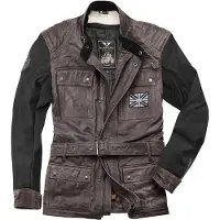 Black-Cafe London Veste de moto en cuir rétro , noir/marron, taille 48