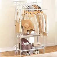 Songmics Porte-vêtements en métal : chargeable jusqu'à 70 kg, montage facile, 2 étagères, 2 tringles de suspension