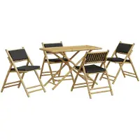 vidaXL Ensemble Bistro 5 pièces pliable avec coussins gris foncé en bambou