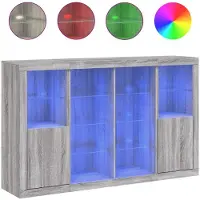 vidaXL Sideboards avec lampes LED 3 pcs. Gris Sonoma Matériau dérivé du bois