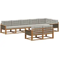 vidaXL Ensemble de canapés d'extérieur avec coussins, 8 pièces, couleur naturelle et gris clair
