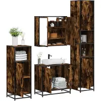 vidaXL Ensemble de meubles de salle de bain 4 pièces chêne fumé bois composite