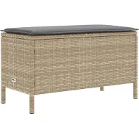 vidaXL Pouf De Jardin Beige Et Gris Clair 80 X 38 X 42 Cm Rotin Pe