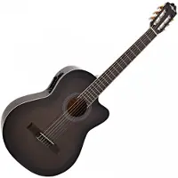 Gear4Music Guitare Électro-Classique Deluxe à Pan Coupé Simple par Trans Black