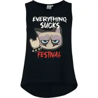 Grumpy Cat Top de - Everything Sucks - Festival - S - 3XL - pour Femme - noir - Taille 3XL