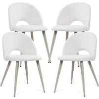 En.casa Lot de 4 chaises de salle à manger « Karijoki » : chaises rembourrées, tissu d'ameublement, pieds en métal, 77 x 50 x 55 cm, beige