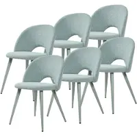 En.casa Lot de 6 chaises de salle à manger « Karijoki » : chaises rembourrées, tissu d'ameublement, pieds en métal, 77 x 50 x 55 cm, vert clair