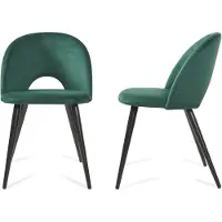 En.casa Lot de 2 chaises de salle à manger « Karijoki » : chaises rembourrées en velours avec pieds en métal, 77 x 50 x 55 cm, vert foncé / noir