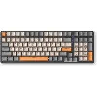Fuegobird Clavier de jeu mécanique K3 - 100 touches - Switch rouge - QWERTY - Rétroéclairage RGB - Gris/Orange