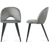 En.casa Lot de 2 chaises de salle à manger « Karijoki » : chaises rembourrées en velours avec pieds en métal, 77 x 50 x 55 cm, gris / noir