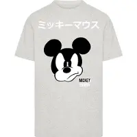 Merchcode T-Shirt 'Mickey Mouse Japanese' gris clair / noir / blanc