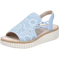 Rieker Sandales à talons compensés FSK pour femmes, bleu clair, taille 40