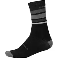 Endura Hommes, Chaussettes de sport, Chaussettes BaaBaa Merino à rayures (S), Noir
