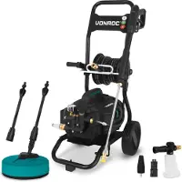 Vonroc Nettoyeur haute pression PRO V25-3 - 2500 W – 180 bars – moteur à induction – tuyau haut de gamme de 15 m | Avec brosse pour terrasse, pulvérisateur à mousse et 5 embouts