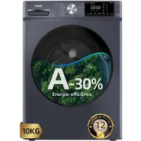 Chiq CFL100-14586IM3XA Lave-linge frontal avec lavage vapeur, intelligent et rapide, capacité 10 kg, 15 programmes, classe énergétique A - Gris