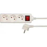 VOREL White 3-socket extension cable 3.0M with earthing, switch 72528