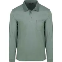 Casamoda Regular Fit Polo manches longues vert, Unicolore