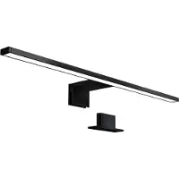 B.K. Licht applique murale salle de bain noire 60cm 8W 780lm 4000K blanc neutre IP44 lampe miroir avec pince et fixation