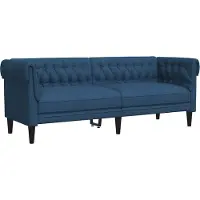 vidaXL Canapé Chesterfield 3 places bleu tissu