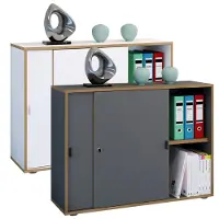 VCM Armoire de bureau à 2 compartiments Armoire à dossiers moderne à portes coulissantes Dimensions : env. H 74 x L 100 x P 37 cm ¿ Salia 2 compartiments