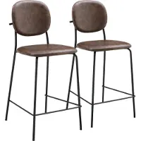 Happy Garden Lot de 2 tabourets de bar en simili marron EDMOND