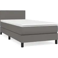 vidaXL Lit boxspring avec matelas Gris 120x190 cm Similicuir