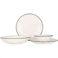 RINART Service de table (Grand format) - Green Edge - 24 pièces - 6 couverts - Porcelaine