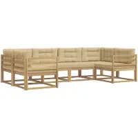 vidaXL Ensemble de canapés d'extérieur avec coussins, 6 pièces, blanc et beige