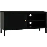 vidaXL Meuble TV noir 90 x 30 x 44 cm en acier et verre