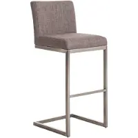 CLP Tabouret de bar rembourré avec dossier Paros, tabouret de comptoir avec repose-pieds, gris