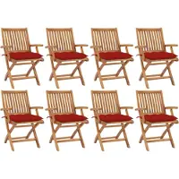 vidaXL Chaises de jardin pliantes avec coussins 8 pcs. Bois massif teck