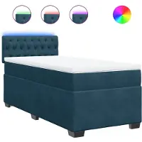vidaXL Lit boxspring avec matelas bleu 100x200 cm velours