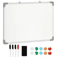 HOMCOM HOMdotCOM Whiteboard Magnetic Magneetbord met 4 stiften10 magneten 60 x 45 cm