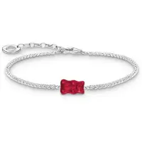 Thomas Sabo Bracelet de tennis avec ourson d'or rouge Argent, (19 cm, Argent 925)