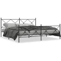 vidaXL Cadre de lit avec tête et pied de lit en métal noir 193x203 cm