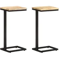 vidaXL Tables d'appoint 2 pcs 31,5x24,5x64,5 cm Bois de manguier brut