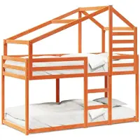 vidaXL Lit superposé avec toit brun cireux 90x200 cm pin massif