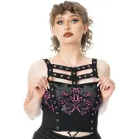 Heartless Top Gothic de - Thornchant - Haut - L - XL - pour Femme - noir/rose - Taille L