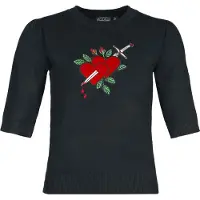 Voodoo Vixen Sweat-shirt Rockabilly de - Heart & Dagger - Haut Brodé - S - XXL - pour Femme - noir - Taille XL