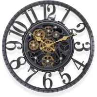 IvoQ Horloge Murale Industrielle avec Engrenages Mobiles – Look Vintage Robuste – Rétro – Parfait pour Salon, Bureau et Chambre – Véritable Accroche-regard